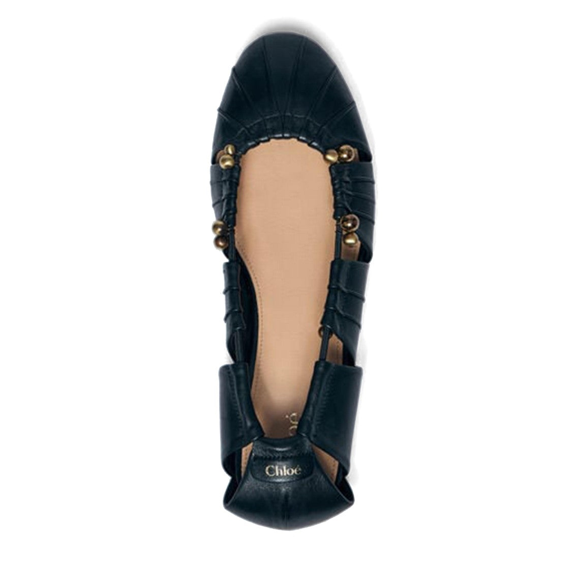 Chloé Luna Ballerinas With Gold-Tone Accents And Pleated Design
