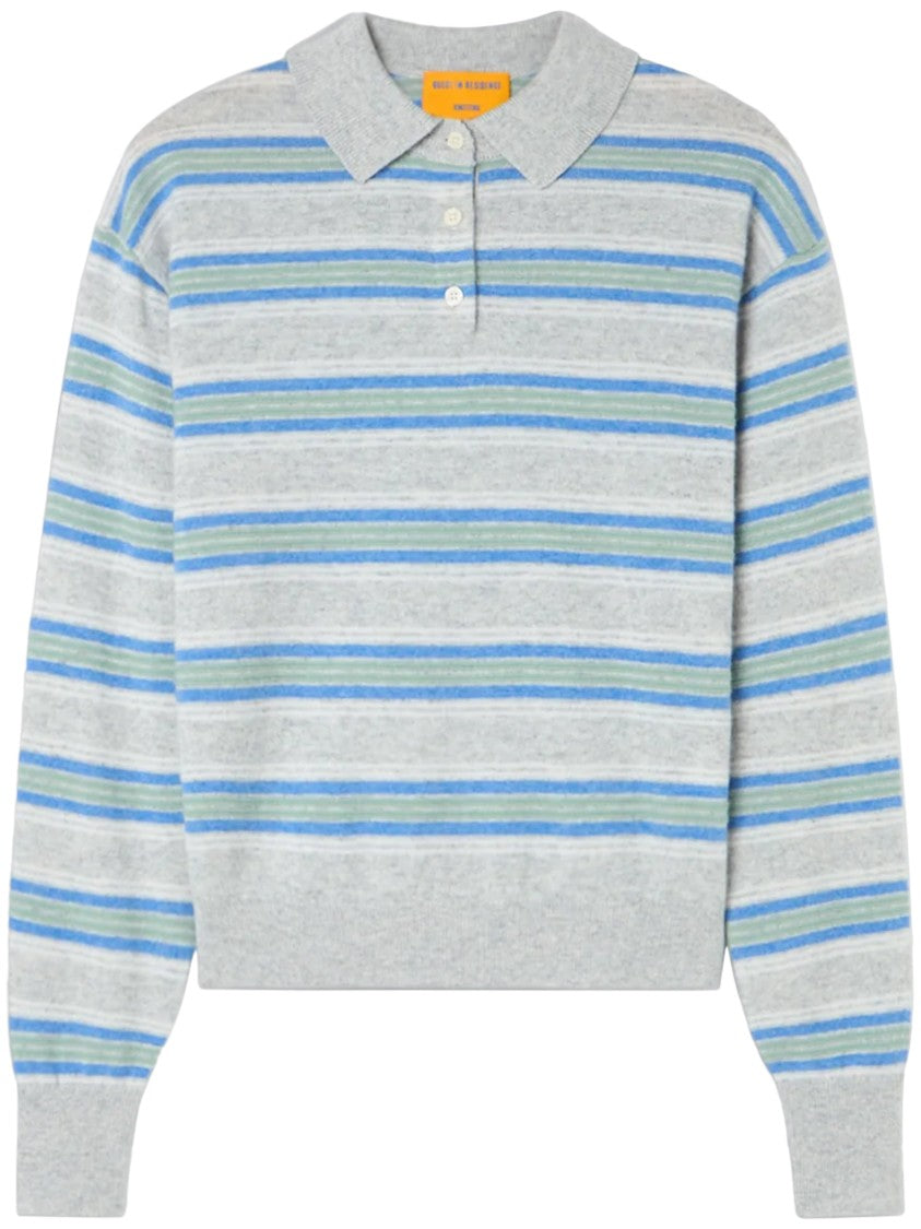 Guest In Residence Collegiate Stripe Cashmere Polo Shirt