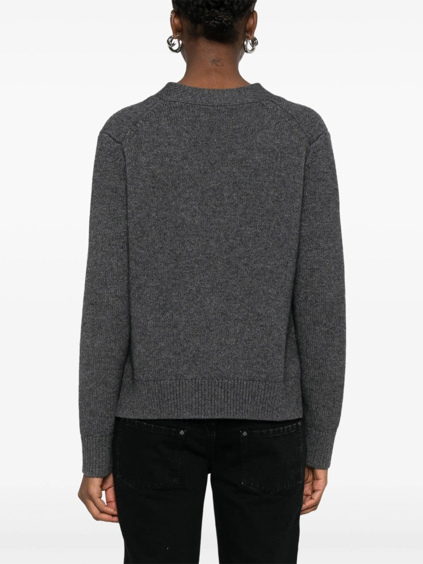 Isabel Marant Grey Brat V-Neck Knitted Cardigan