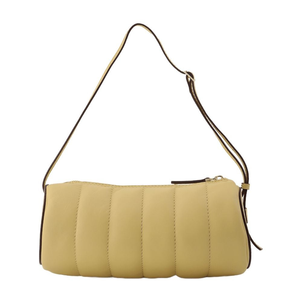 Manu Atelier Padded Cylinder Bag In Cream Leather