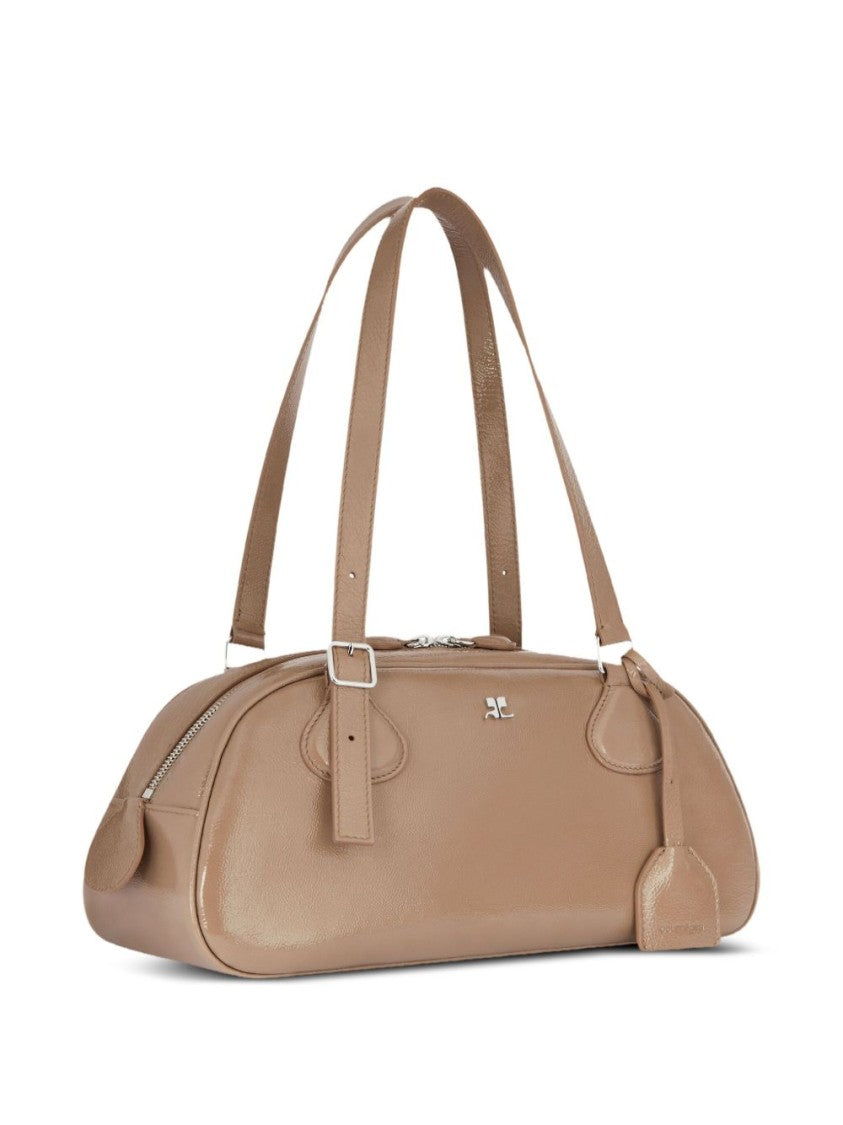 Courrèges Beige Sleek Adjustable Strap Zip Bag