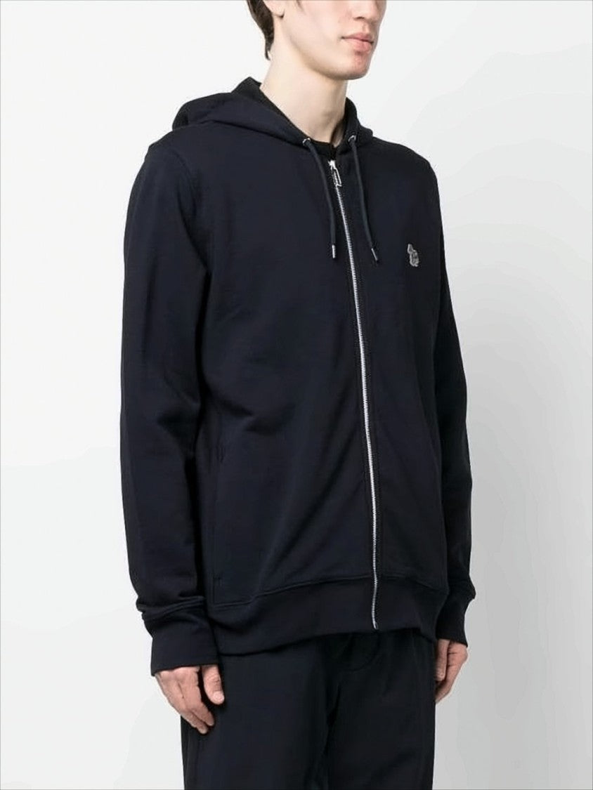 Paul Smith Full Zip Hooded Sweatshirt With Embroidered Detail