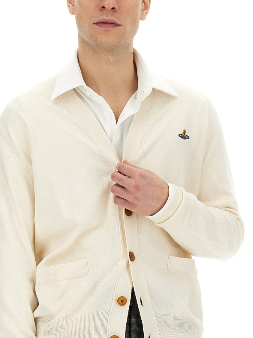 Vivienne Westwood V-Neck Cardigan With Subtle Logo Detailing