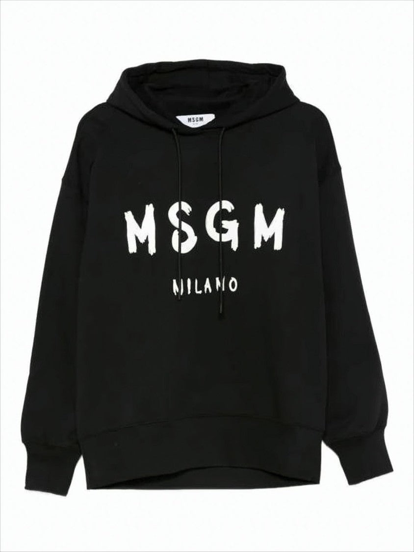 Msgm Relaxed-Fit Black Hooded Sweatshirt