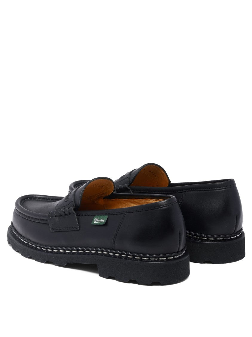 Paraboot Norwegian-Stitched Black Leather Loafers