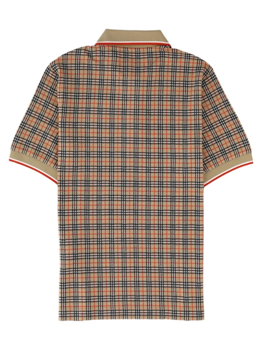 Burberry Multicolour Checkered Embroidered Logo Viscose-Blend Polo Shirt