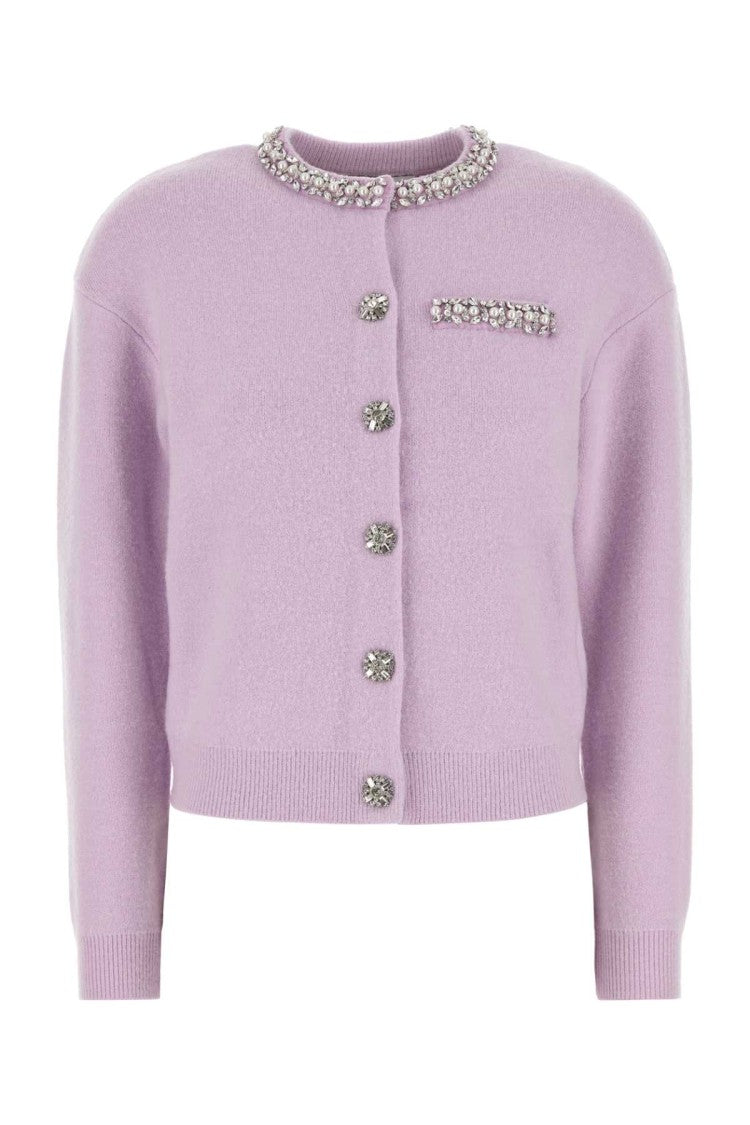 Self-Portrait Lilac Stretch Viscose Blend Cardigan