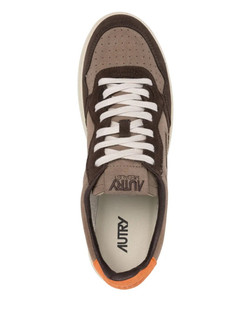 Autry Coffee Brown Low-Top Sneakers With Logo Patch