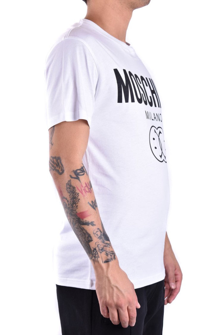 Moschino Classic White Cotton T-Shirt With Graphic Logo