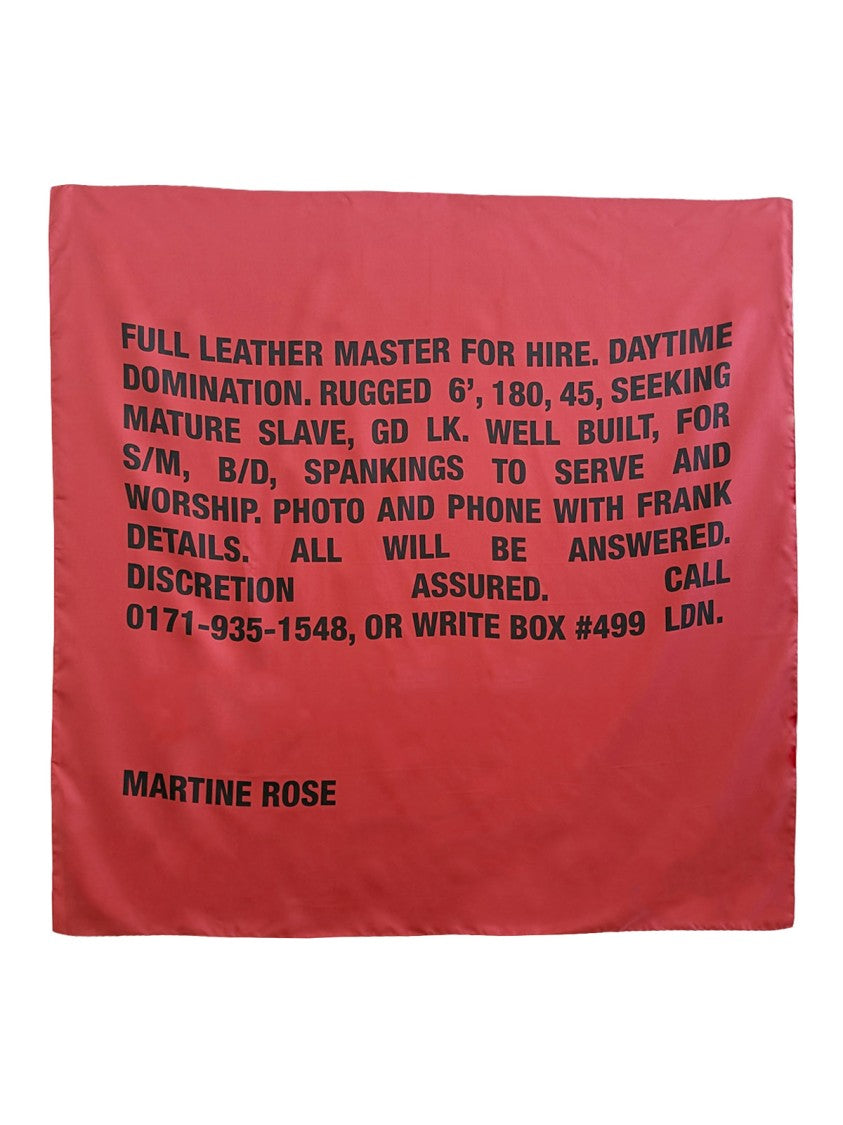 Martine Rose Red Square Logo Print Cotton Scarf