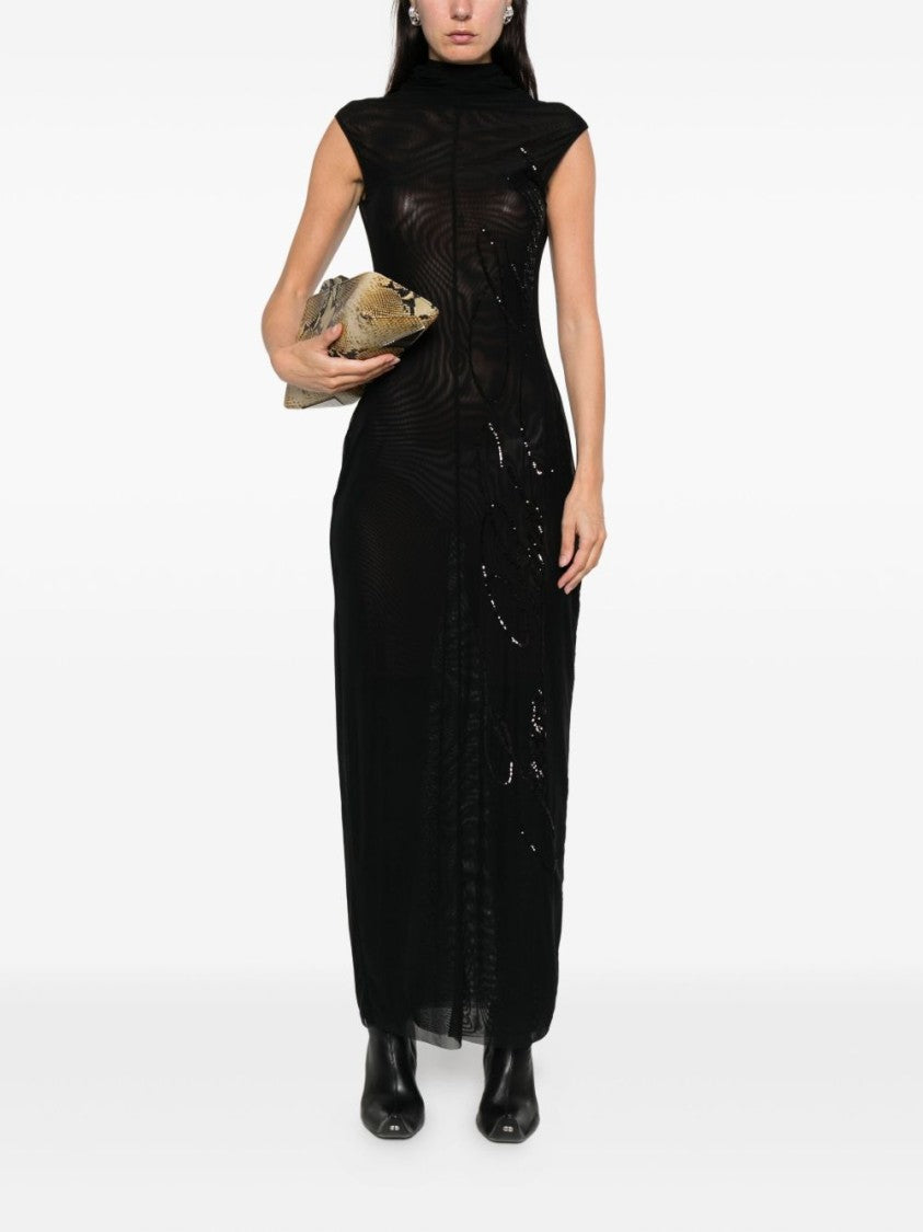 Jean Paul Gaultier Black Sleeveless Semi-Sheer Evening Dress