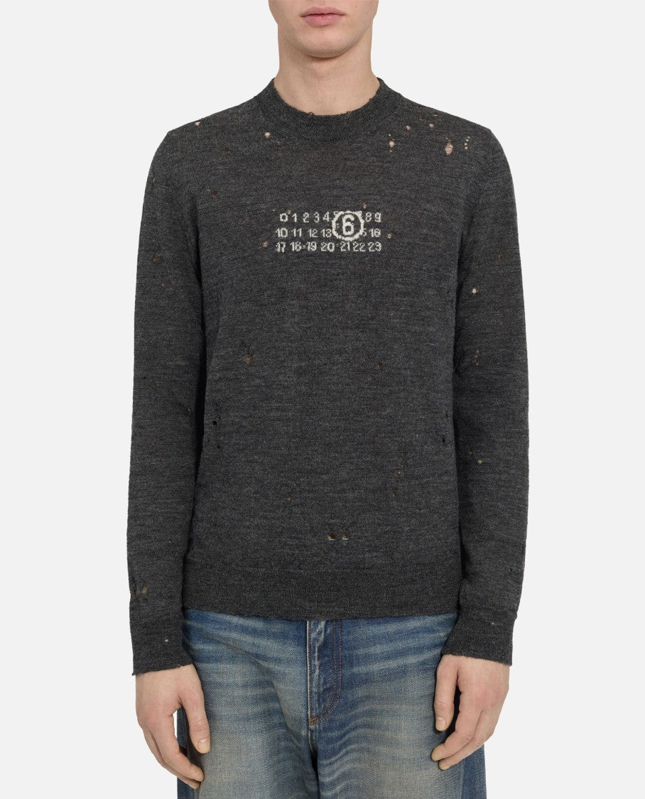 Mm6 By Maison Margiela Crewneck Sweater With Distressed Details And Unique Print