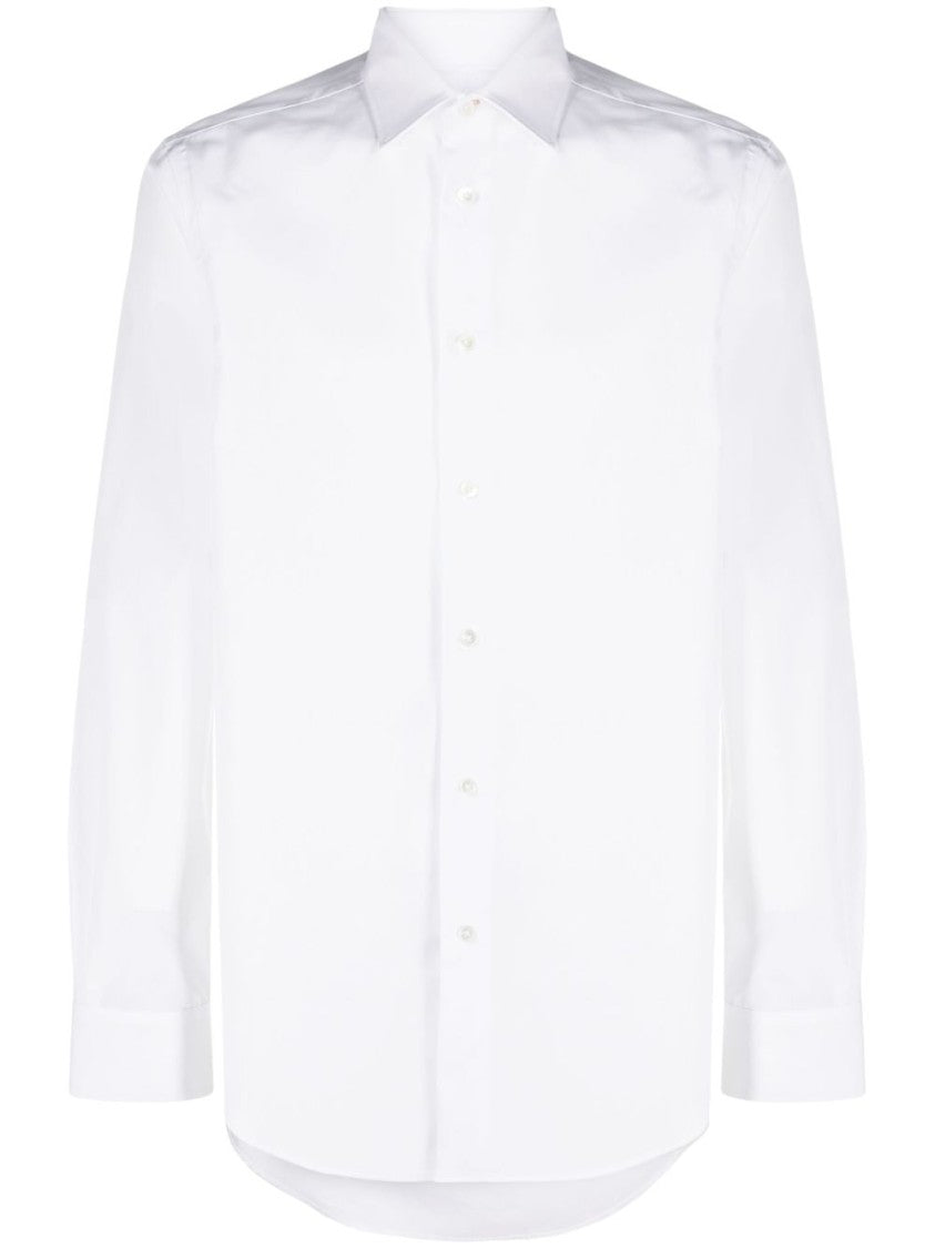Paul Smith Tailored Fit White Cotton Shirt With Artist Stripe Detailing