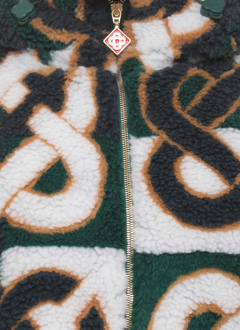 Casablanca Green Monogram Fleece Zip Jacket