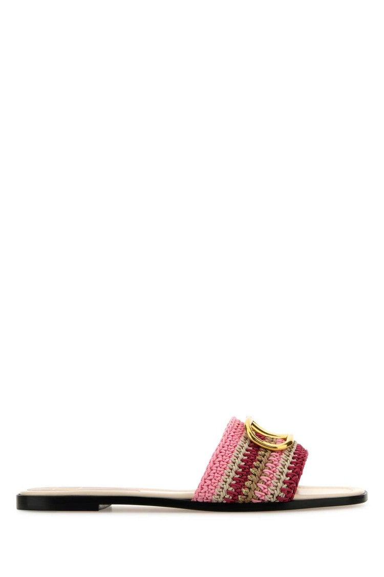 Valentino Garavani Multicolor Crochet Vlogo Slippers