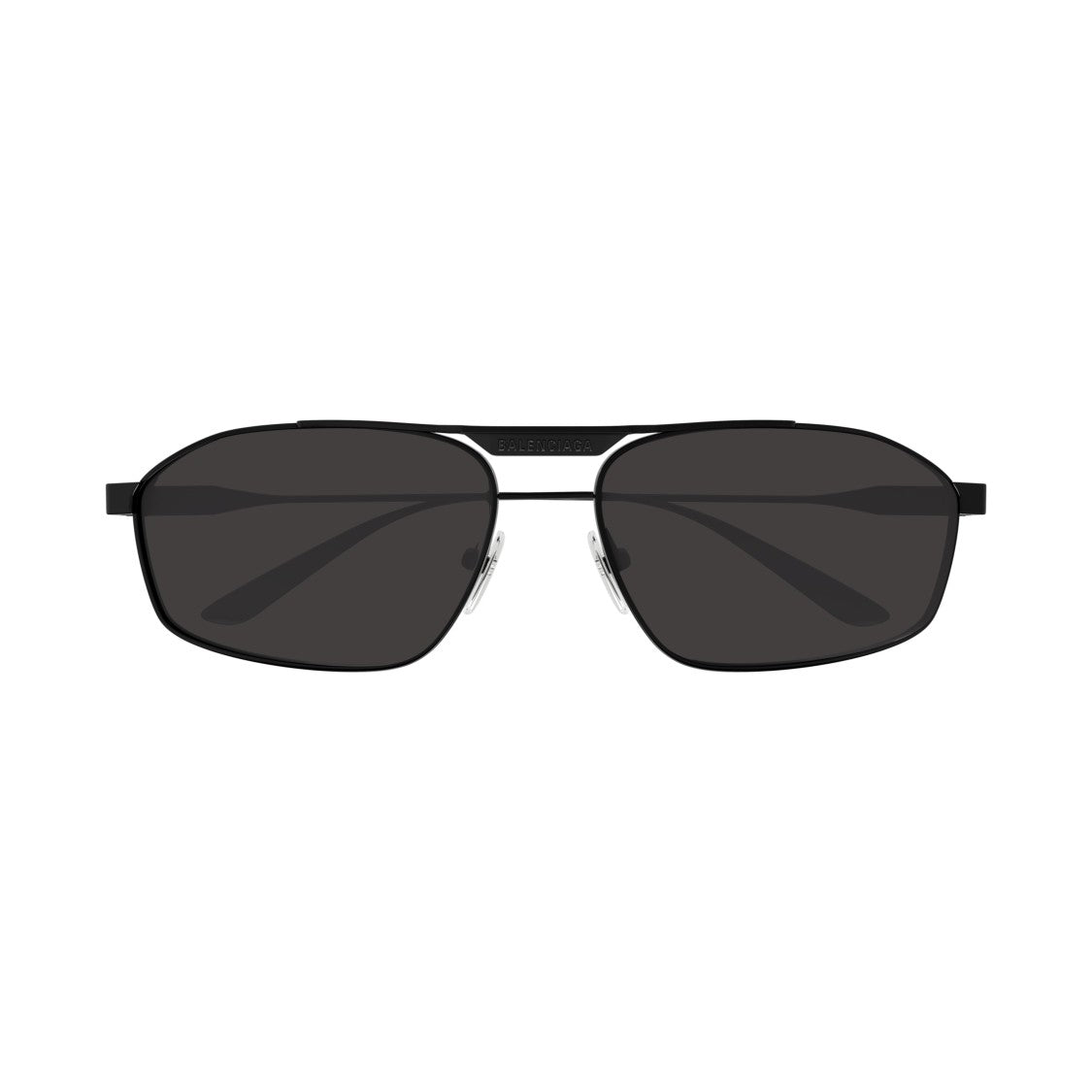 Balenciaga Bb0416s Rectangular Matte Black Metal Sunglasses