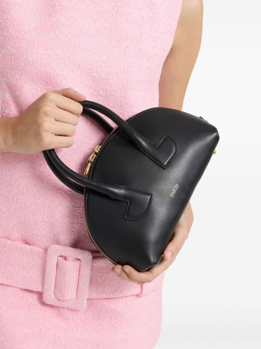 Patou Black Curved All Around Zip Bag