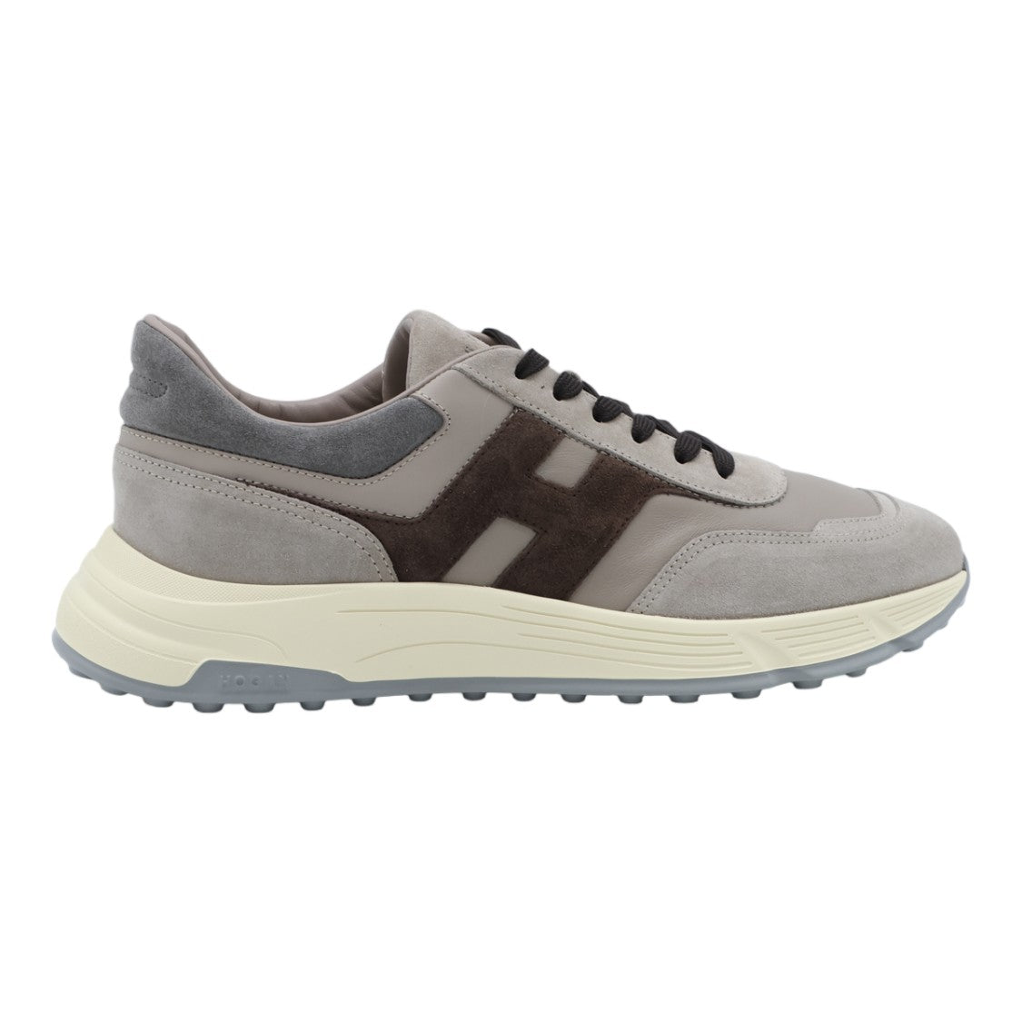 Hogan Muted Grey And Brown Suede Leather Sneakers
