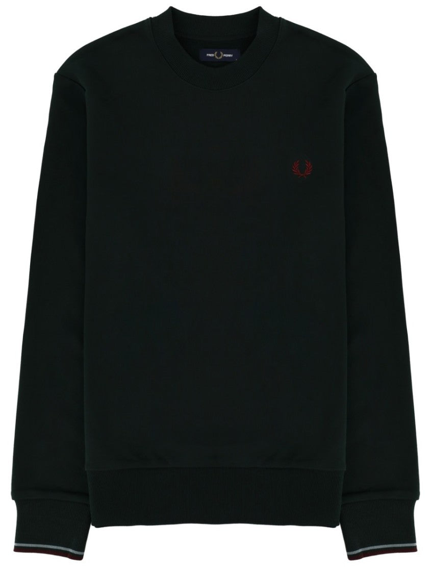 Fred Perry Burgundy Cotton Ribbed Cuffs Sweatshirt