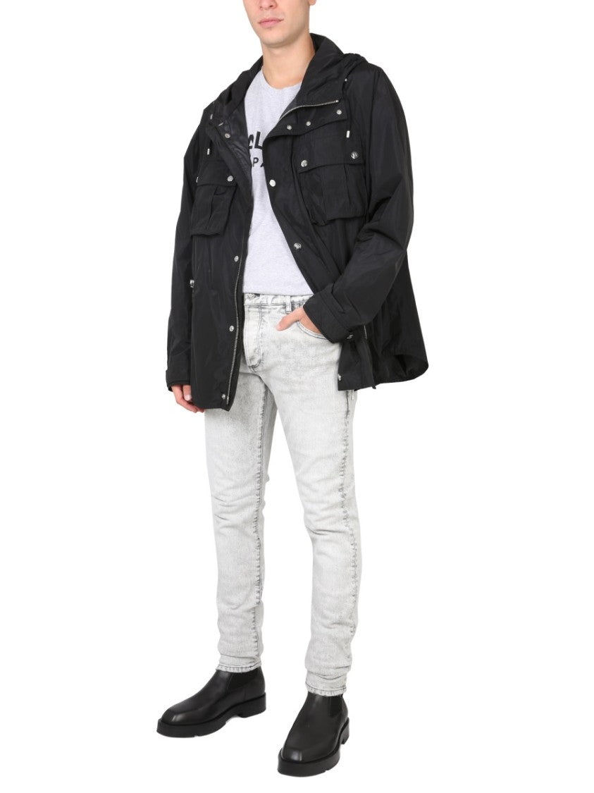 Balmain Hooded Black Jacket With Drawstring