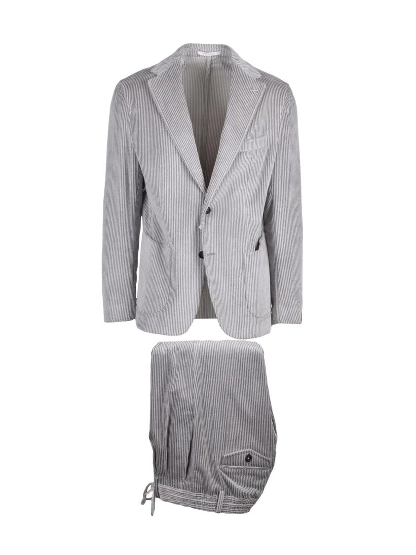 Eleventy Stone Notch Lapels Corduroy Cotton-Blend Suit