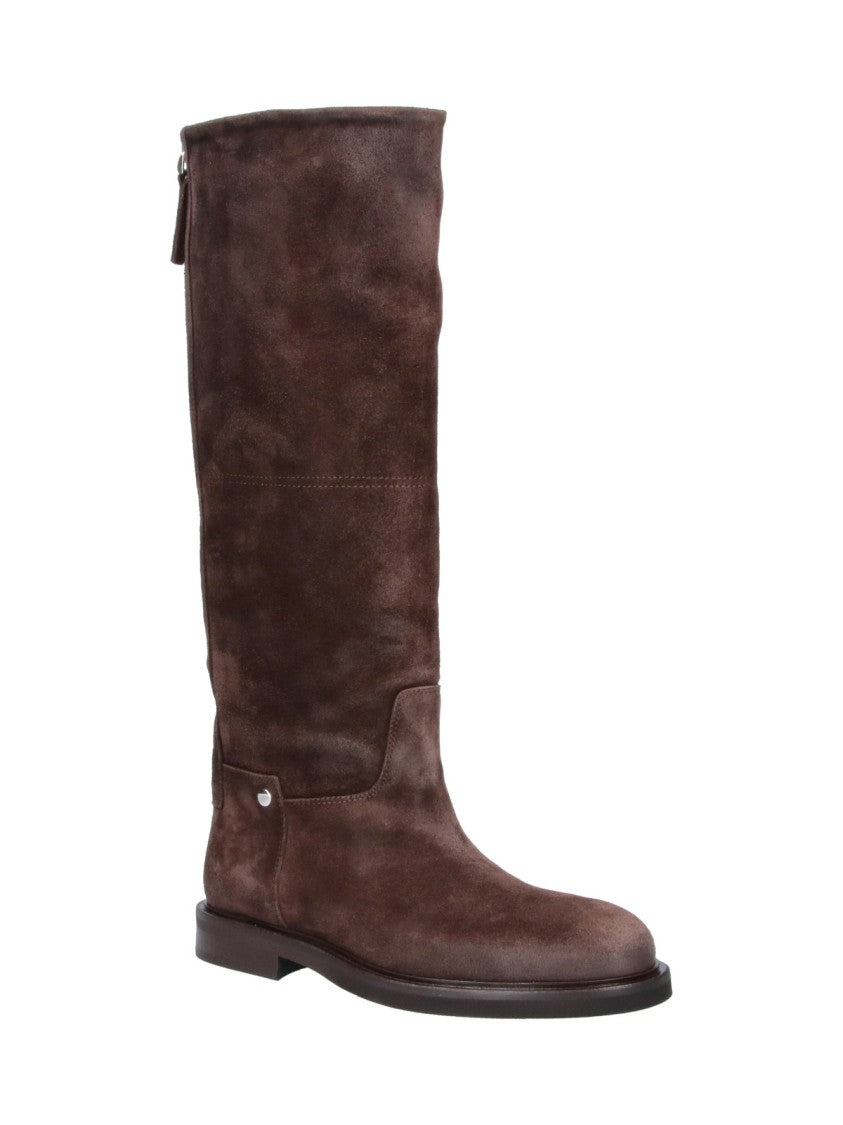 Poeve Brown Eva Round-Toe Suede Boots