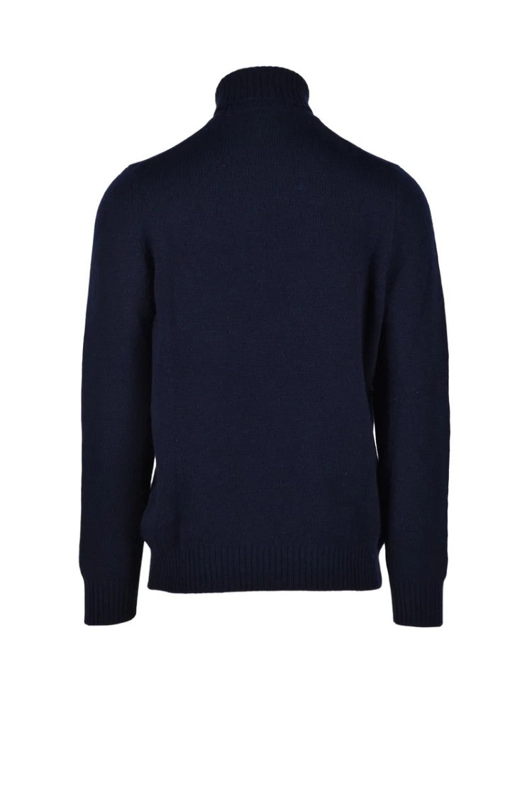 Vengera Blue High-Neck Virgin Wool Sweater