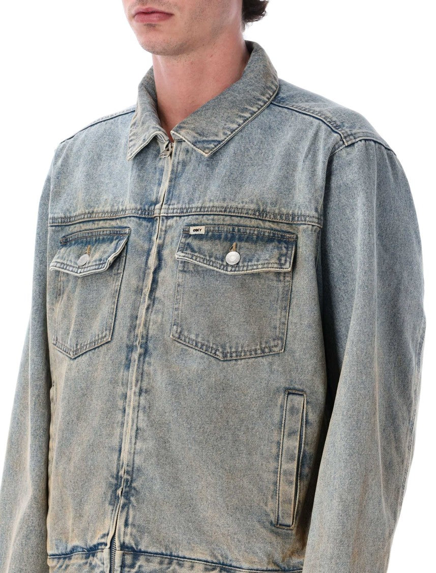 Obey Zip Front Denim Trucker Jacket