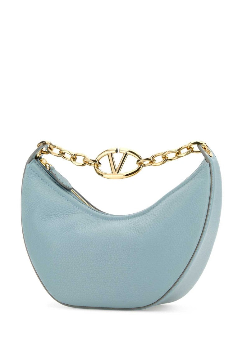 Valentino Garavani Light Blue Leather Small Hobo Vlogo Moon Handbag