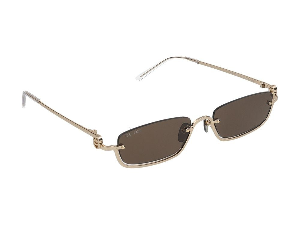 Gucci Gold Metal Rimless Rectangular Sunglasses