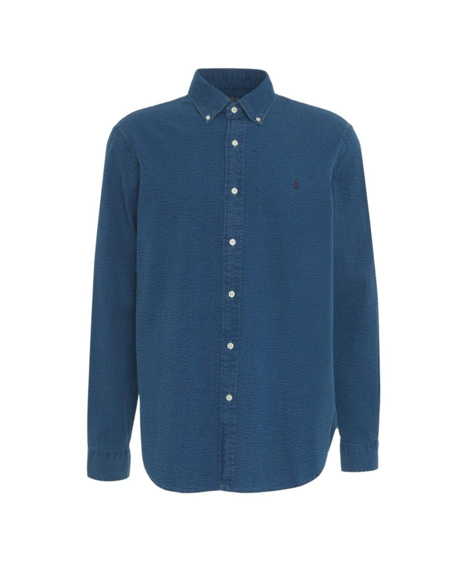 Polo Ralph Lauren Refined Textured Denim Shirt With Rounded Hem