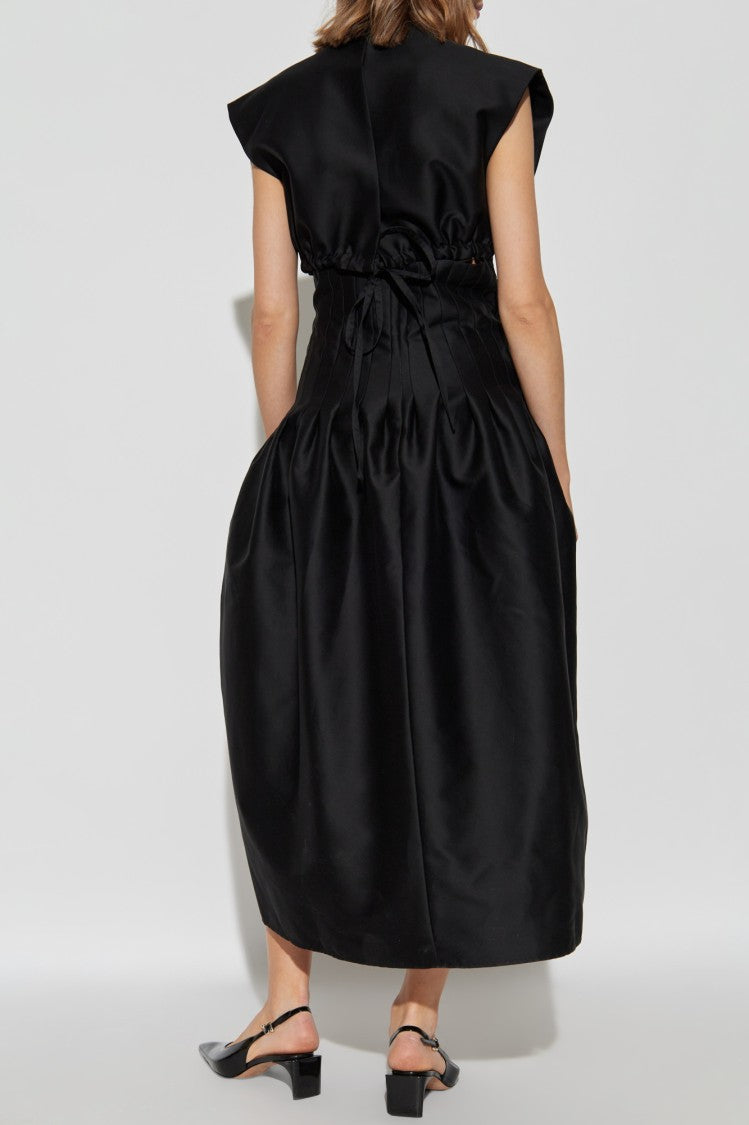 Fabiana Filippi Black Pleated Dress With Flared Design
