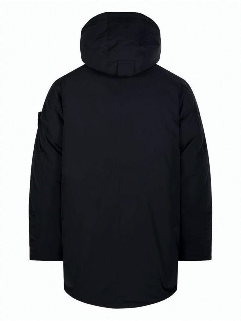 Stone Island Padded Casual Jacket With High Collar And Hood