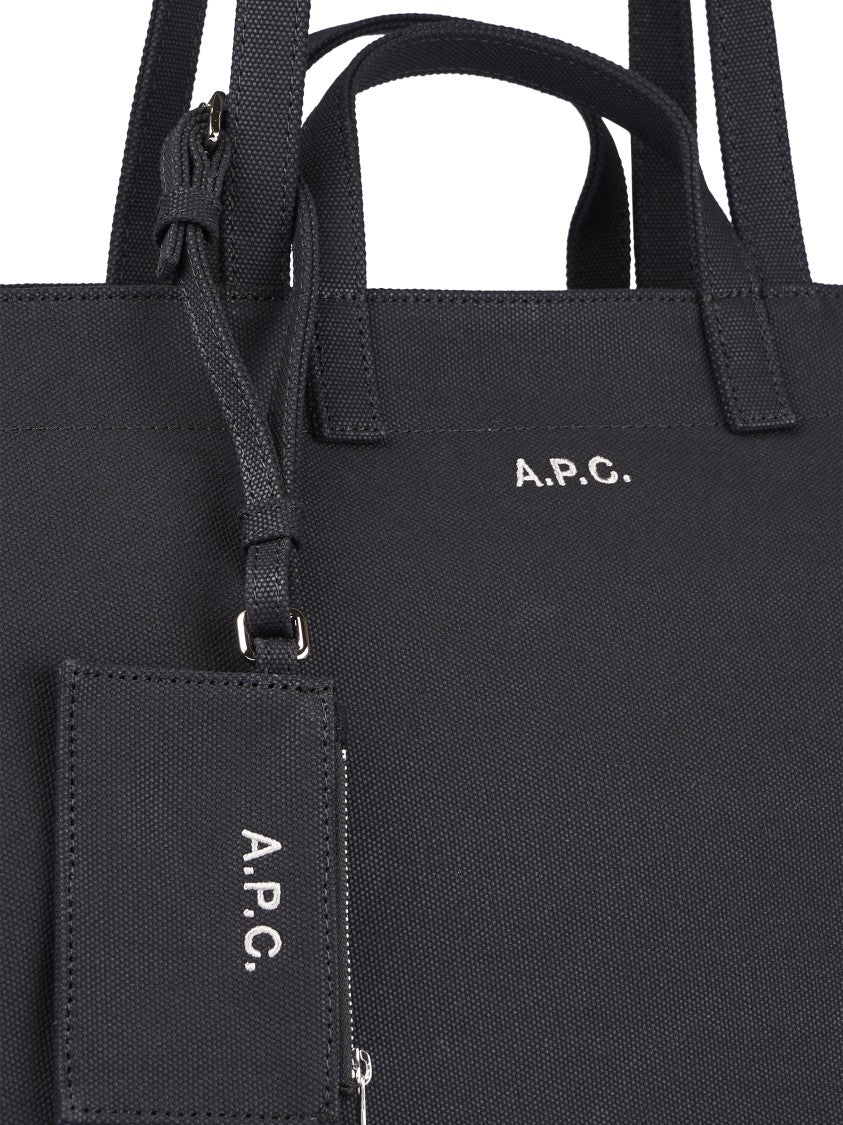 A.P.C. Structured Black Cotton Tote Bag