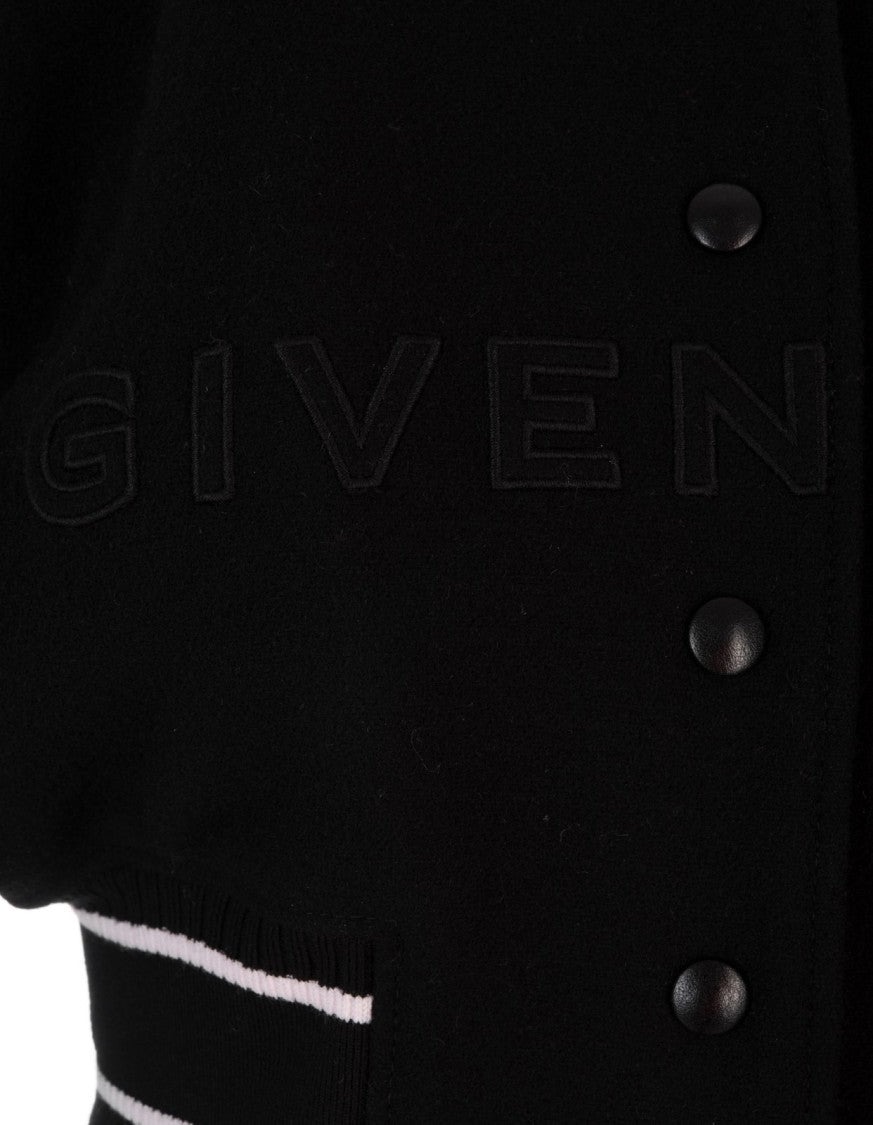 Givenchy Cropped Wool And Leather Jacket With Sporty Design