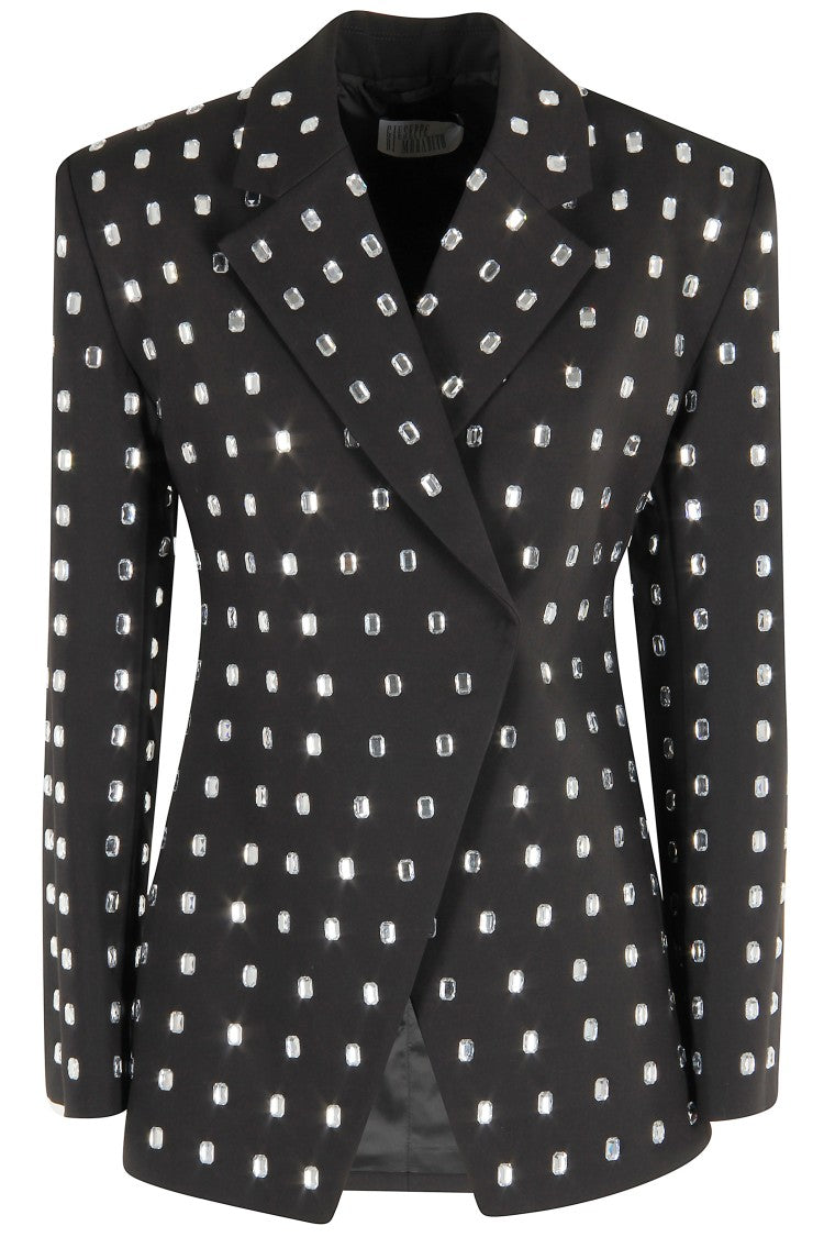 Giuseppe Di Morabito Black Rhinestone-Embellished Blazer With Asymmetrical Closure