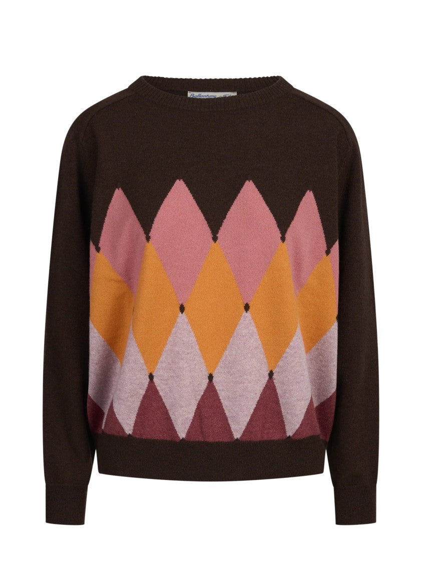 Ballantyne Multicolor Argyle Cashmere Crew-Neck Sweater