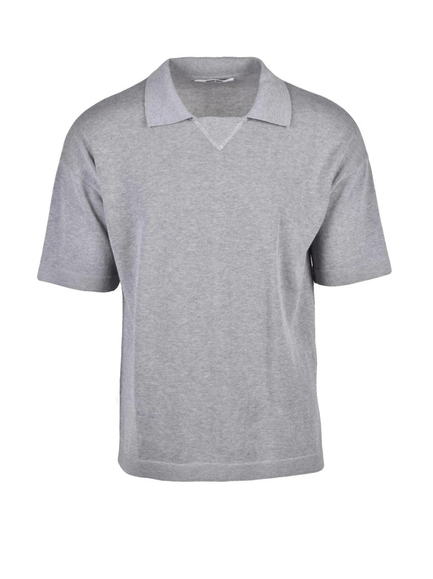 Grifoni Grey Cotton Knit Polo Shirt