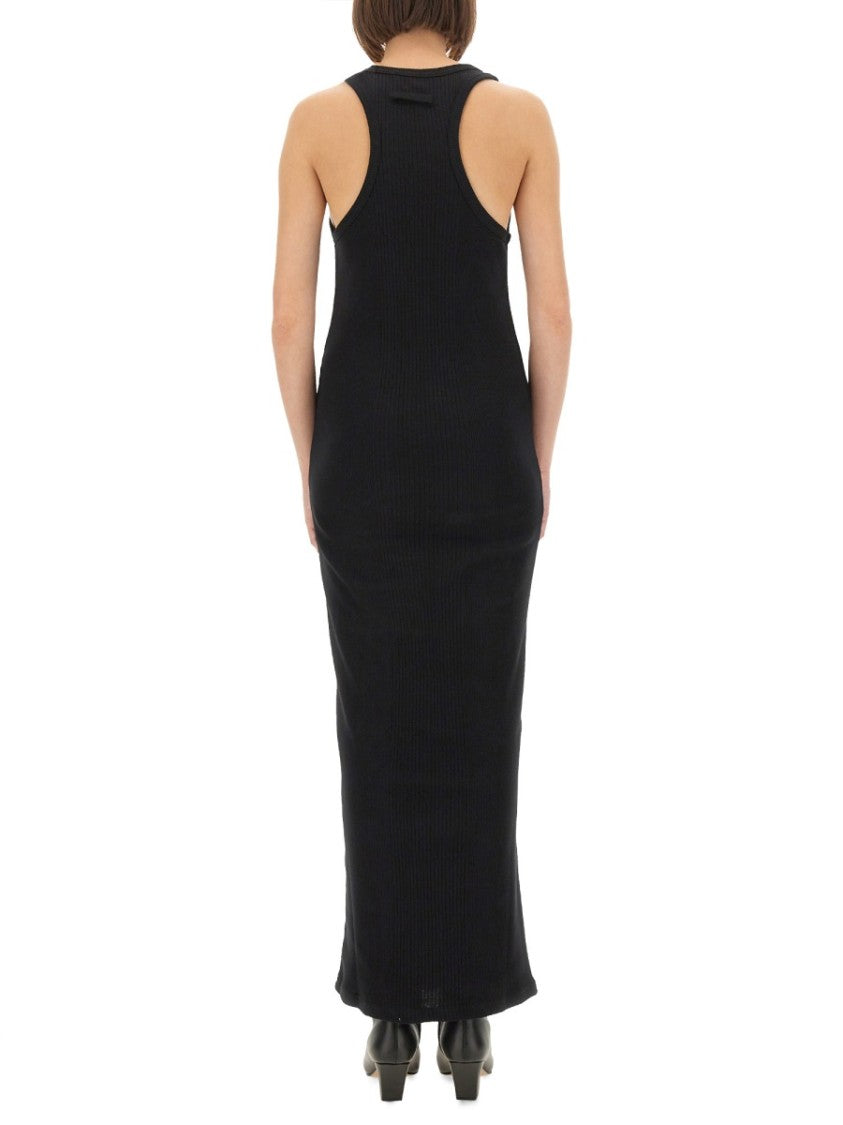 Jean Paul Gaultier Ribbed Black Maxi Dress