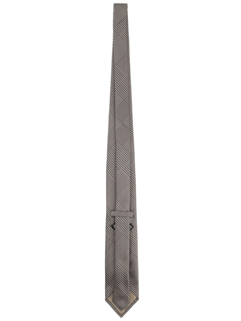 Tom Ford Printed Silk Checked Pointed Tip Tie
