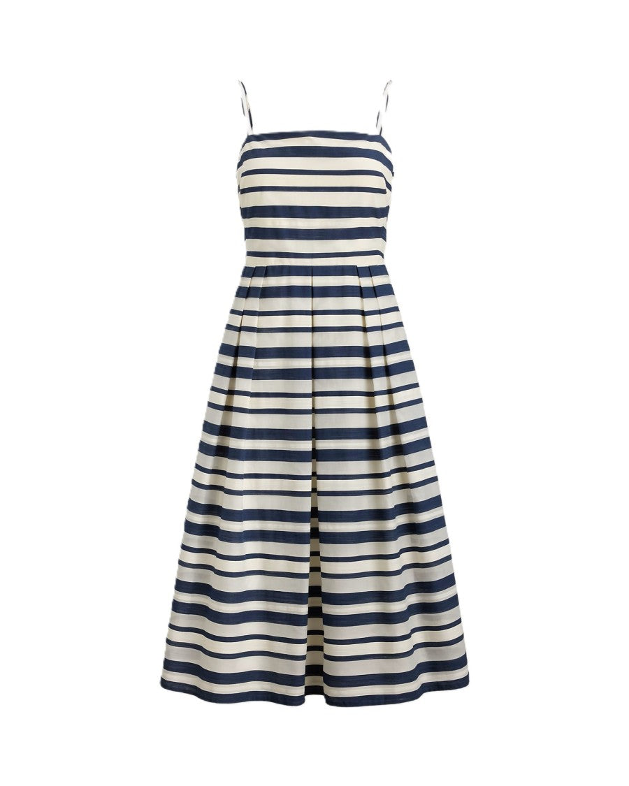 Lauren Ralph Lauren - Striped Satin Sleeveless Cocktail Dress - Womens - Blue
