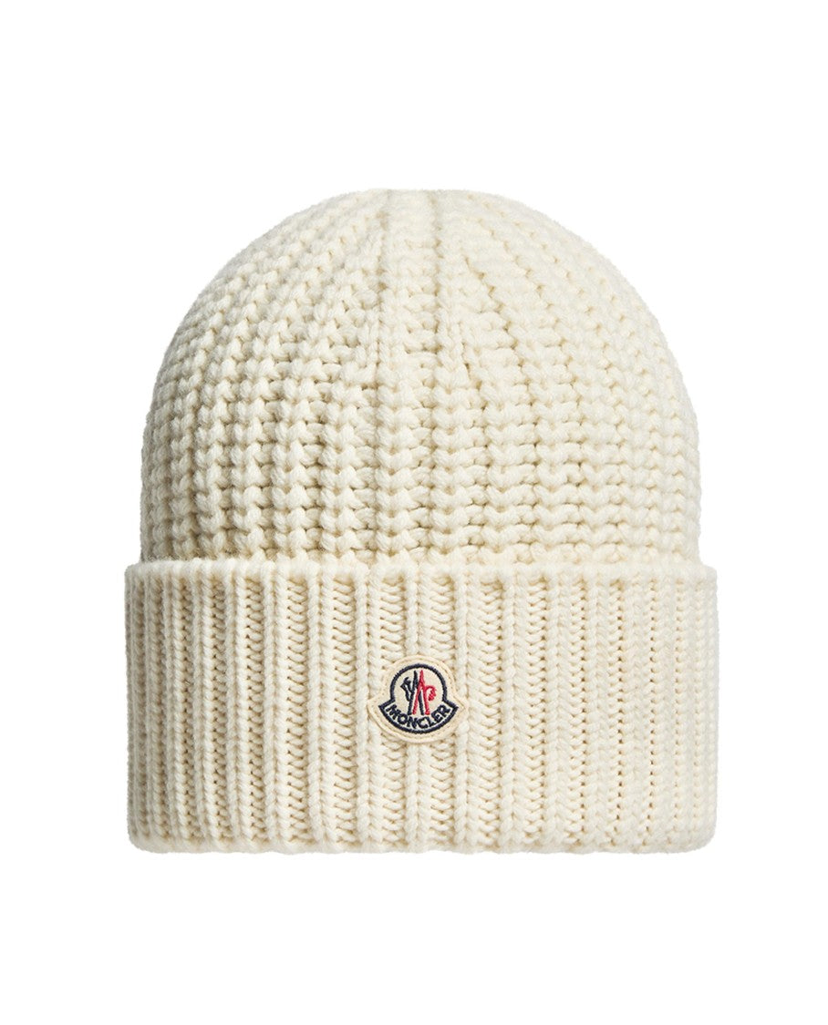 Moncler Ribbed Knit Beanie With Logo Detail