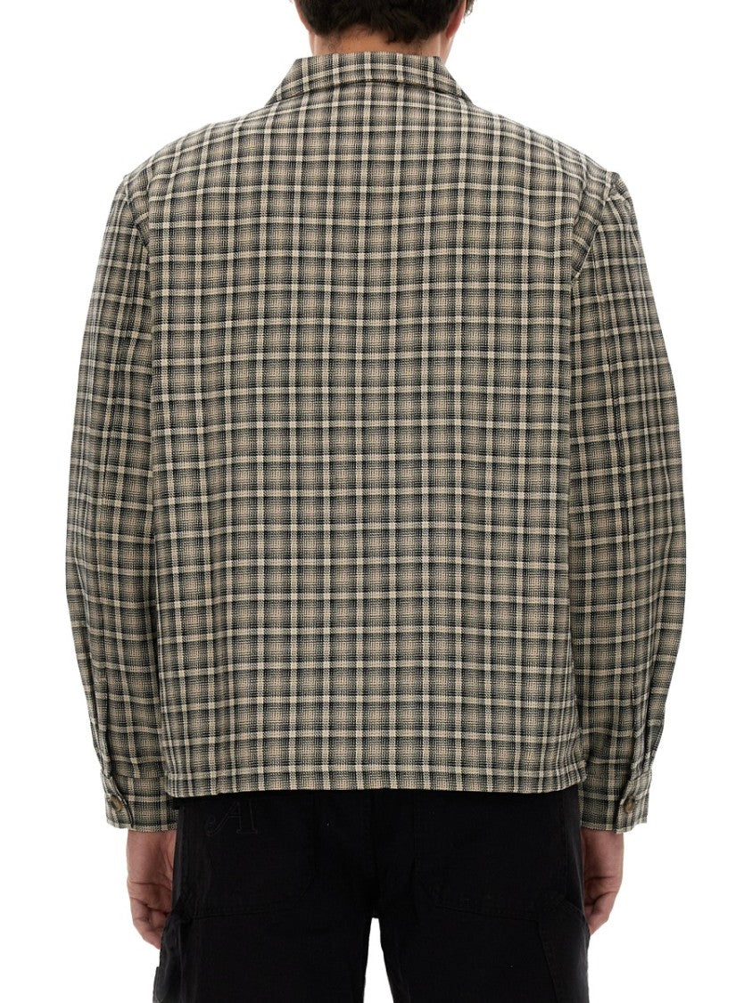 Awake Ny Plaid Shirt Jacket With Front Zip And Side Pockets