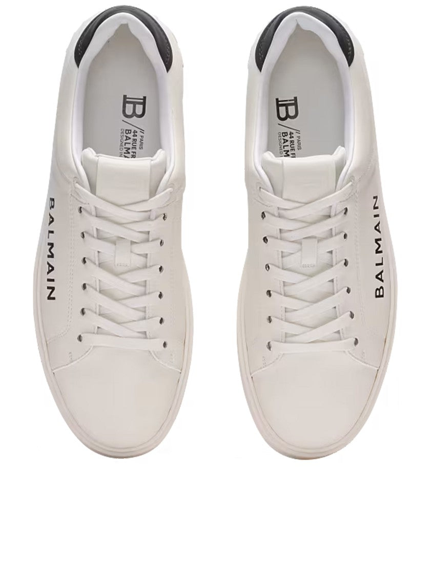 Balmain White Low Top Lace-Up Sneakers