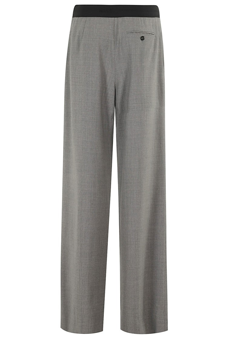Msgm Grey Melange Stretch Wool Pants