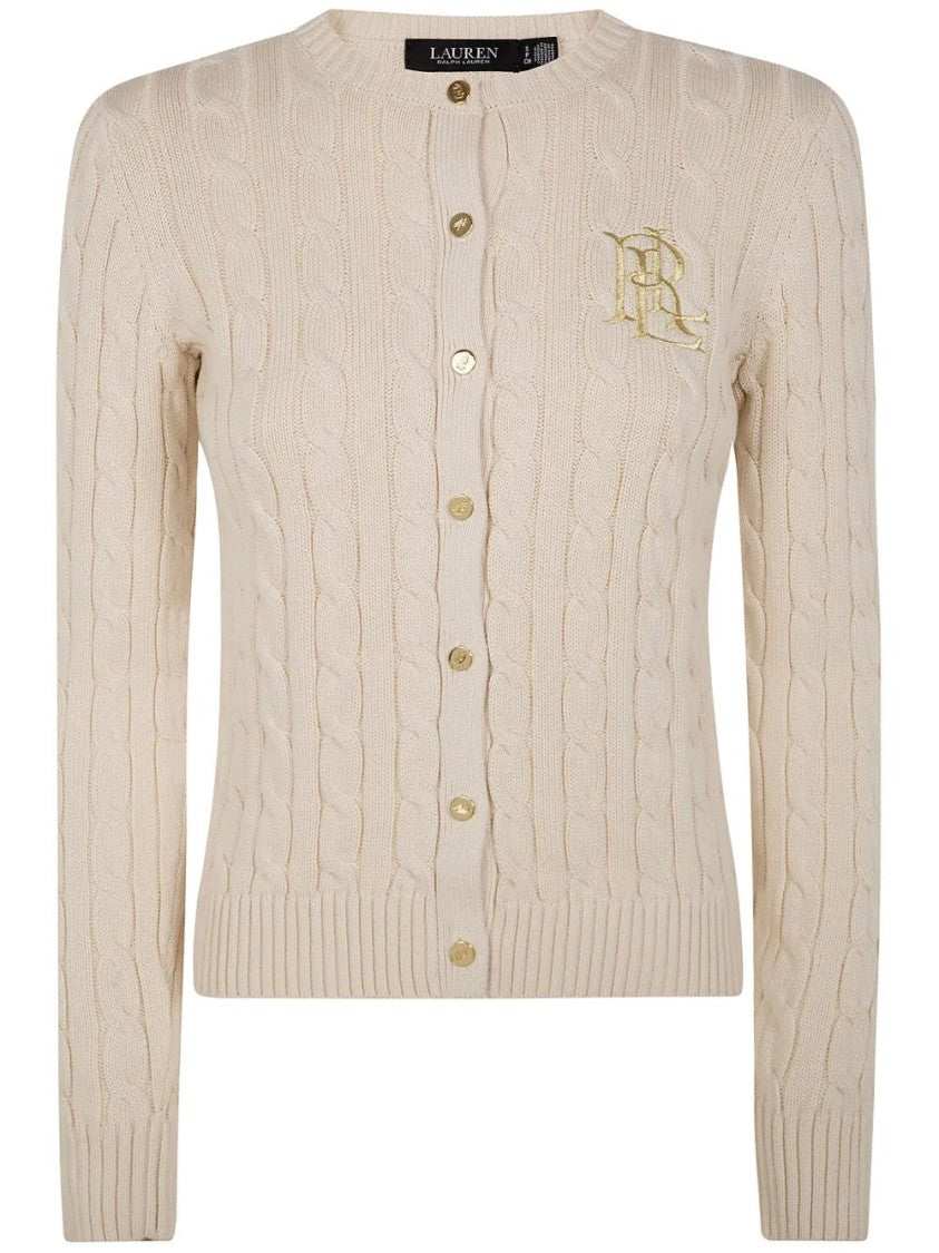 Lauren Ralph Lauren Beige Ralhan Cable Knit Cotton Cardigan