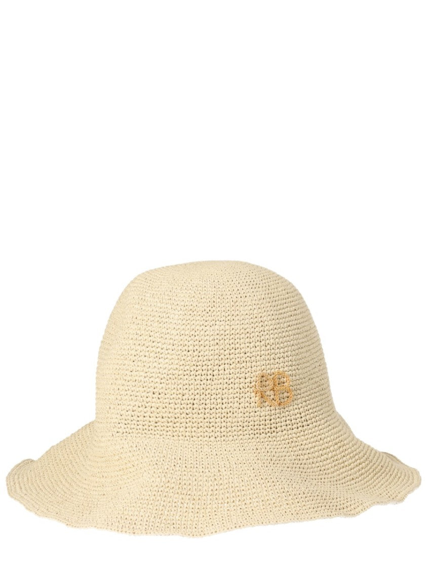 Ruslan Baginskiy Woven Straw Wavy Edge Hat