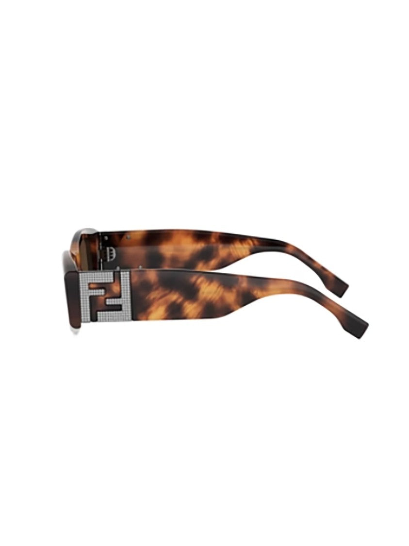 Fendi Brown Fe40204i Tortoiseshell Rectangular Sunglasses