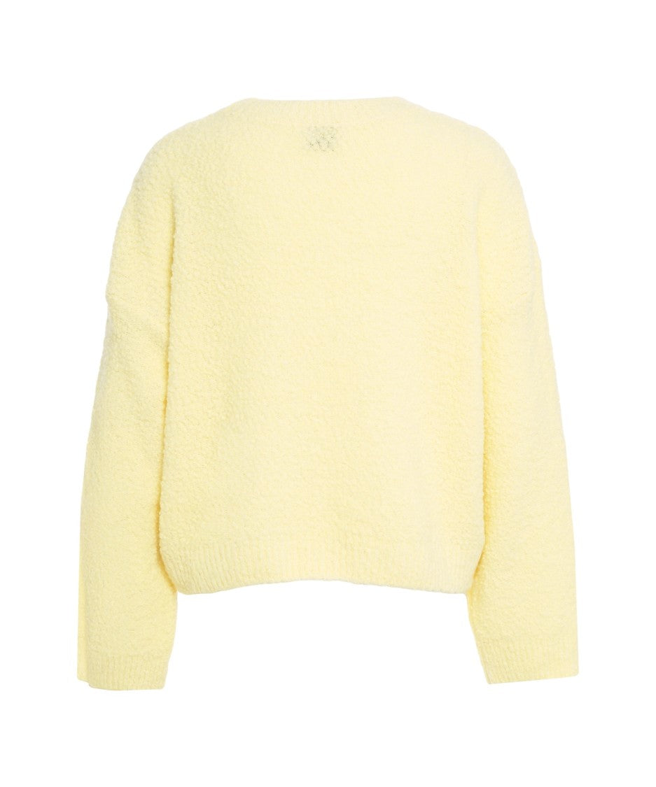 8Pm Slightly Cropped Knit Sweater In Warm Yellow Wool Blend