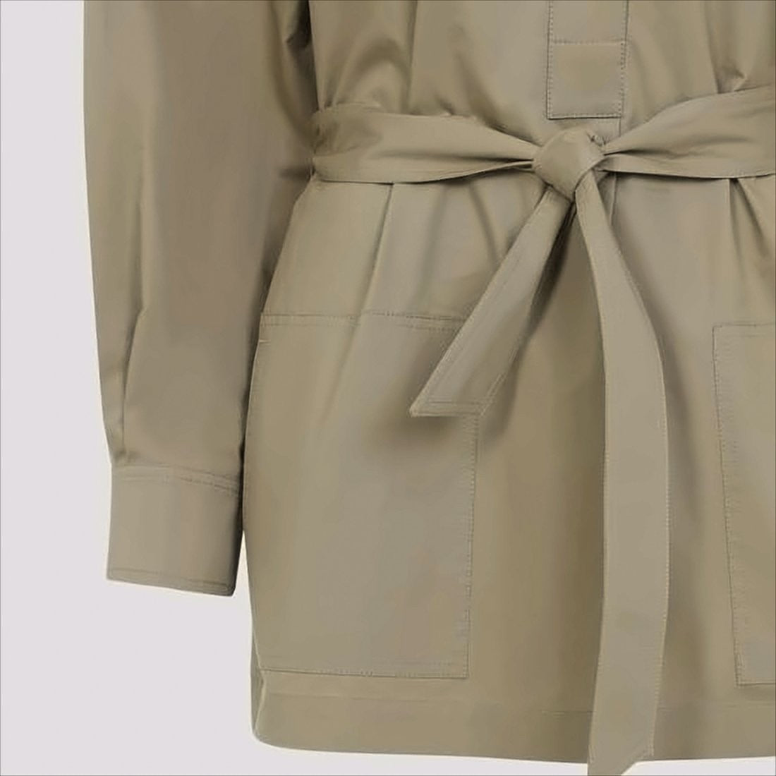 Saint Laurent High Stand Collar Long-Sleeved Shirt With Self-Tie Belt